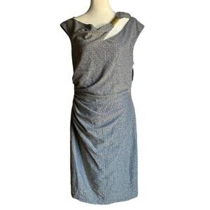 David Meister Gray Midi Sheath Dress with Shoulder Cutout